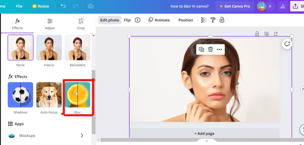 how to blur a photo using canva