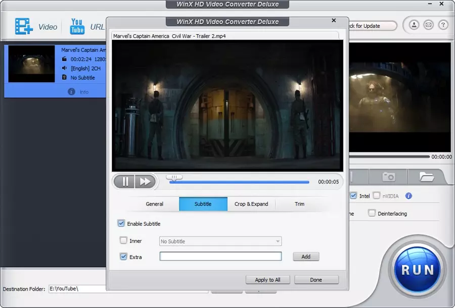 WinX HD Video Converter Deluxe to download YouTube Videos